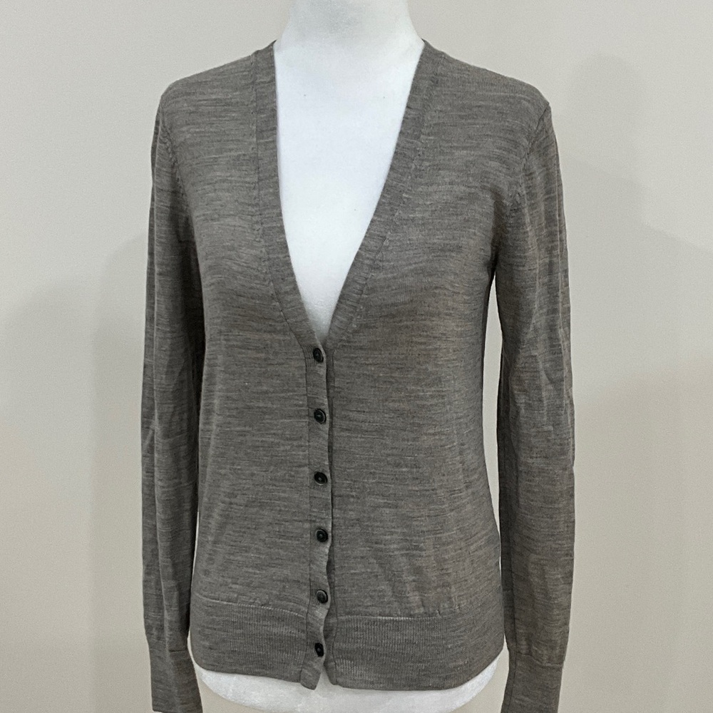 Uniqlo Women's Grey 100% Merino Wool Cardigan Sweater